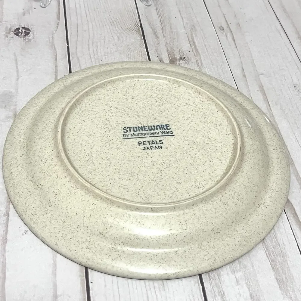 Vintage Montgomery Ward Petals Stoneware Plate Japan Yellow Rim Floral Cottage